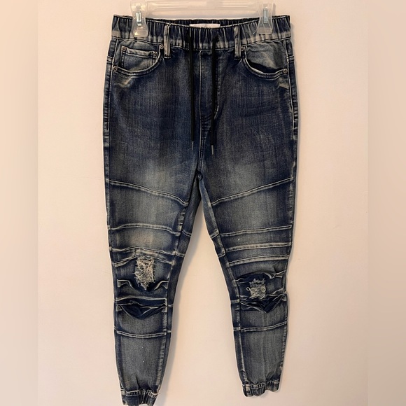 Distressed Skinny jogger style jeans - Picture 2 of 4